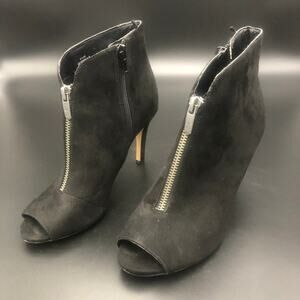 Marc Fisher Black Faux Suede Heeled Ankle Boots, Women's Size 6.5M/EUR 37